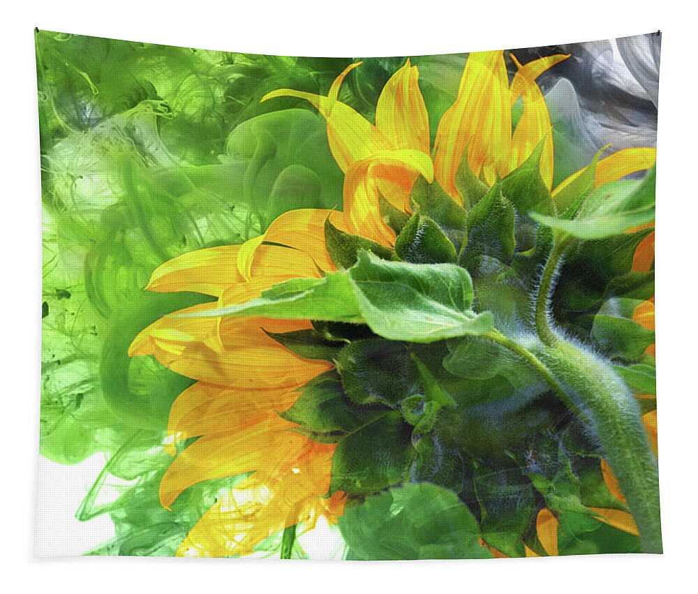 Sunflower Tapestry featuring the digital art Sunflower Explosion #1 by Elaine Berger