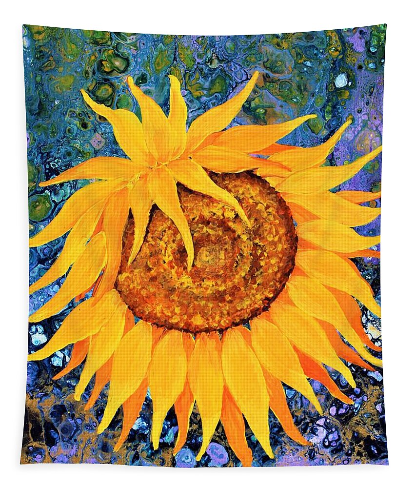 Wall Art Home Décor Sunflower Acrylic Painting Tapestry featuring the painting Sunflower #1 by Tanya Harr