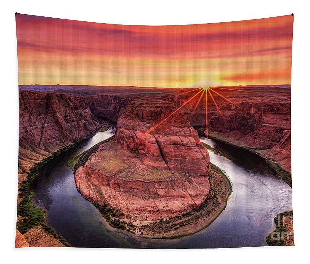 Arizona Tapestry featuring the photograph Sunset at HorseShoe Bend by Lev Kaytsner