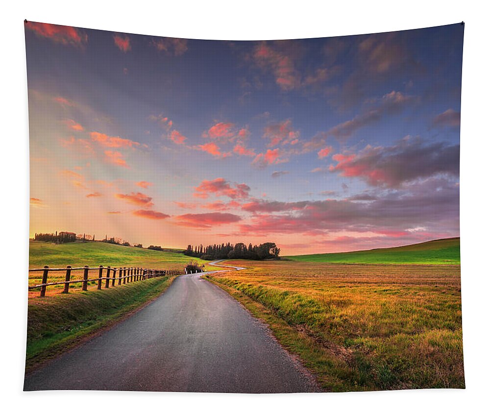 Tuscany Tapestry featuring the photograph Country Road in Maremma by Stefano Orazzini