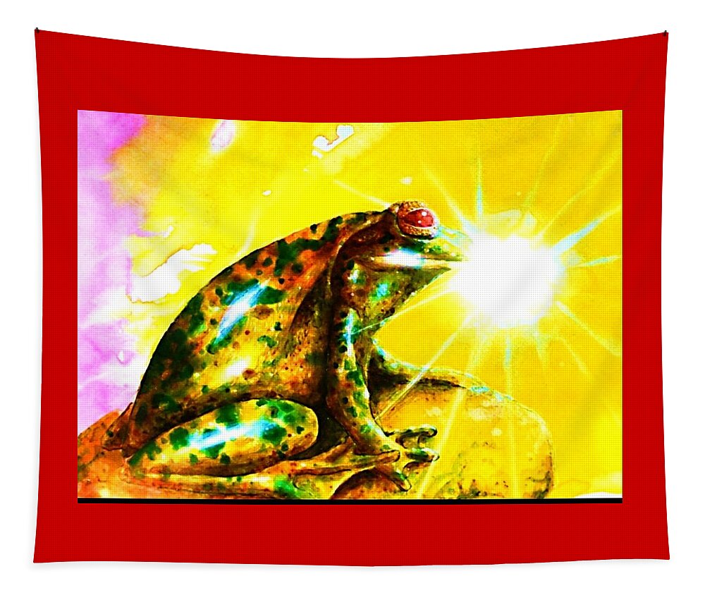 Frog Tapestry featuring the painting The Golden Frog #2 by Hartmut Jager