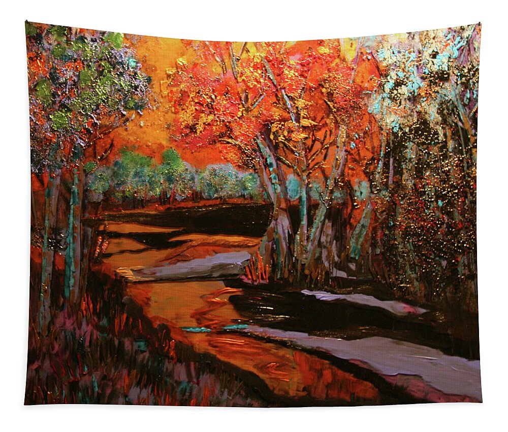 Trees Tapestry featuring the painting THe Magic Hour by Marilyn Quigley