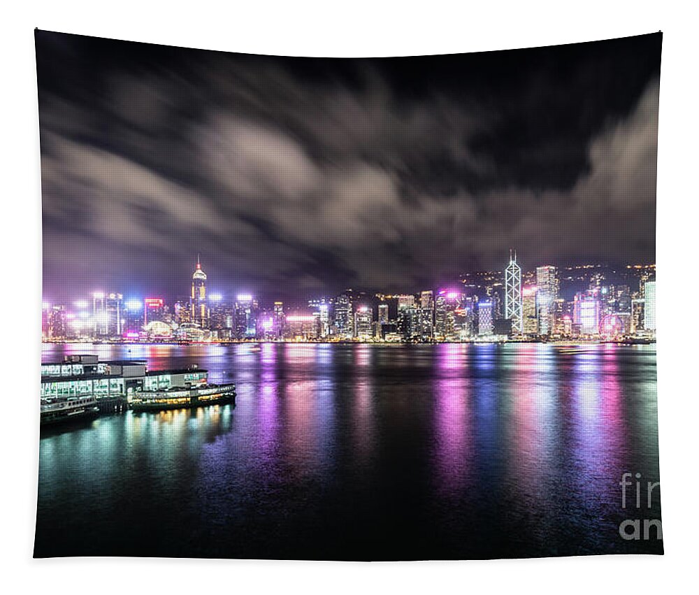 Asia Tapestry featuring the photograph The nights of Hong Kong #1 by Didier Marti