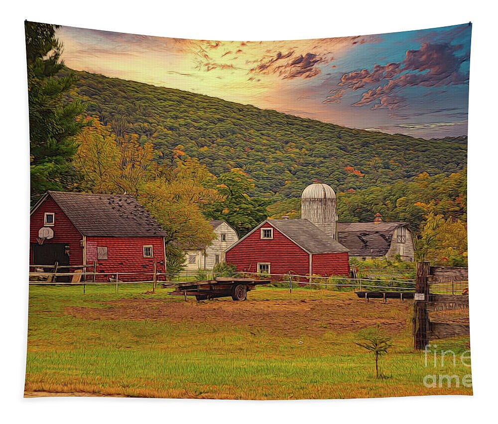 Country Tapestry featuring the photograph The Old Red Barn #1 by Kathy Baccari