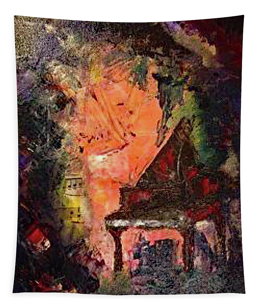 Piano Tapestry featuring the painting The Piano by Roxy Rich