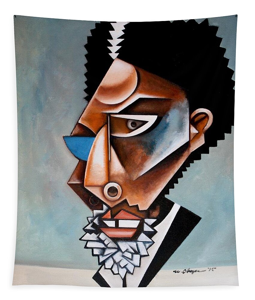 Cornel West Tapestry featuring the painting The Recondite / Cornel West by Martel Chapman
