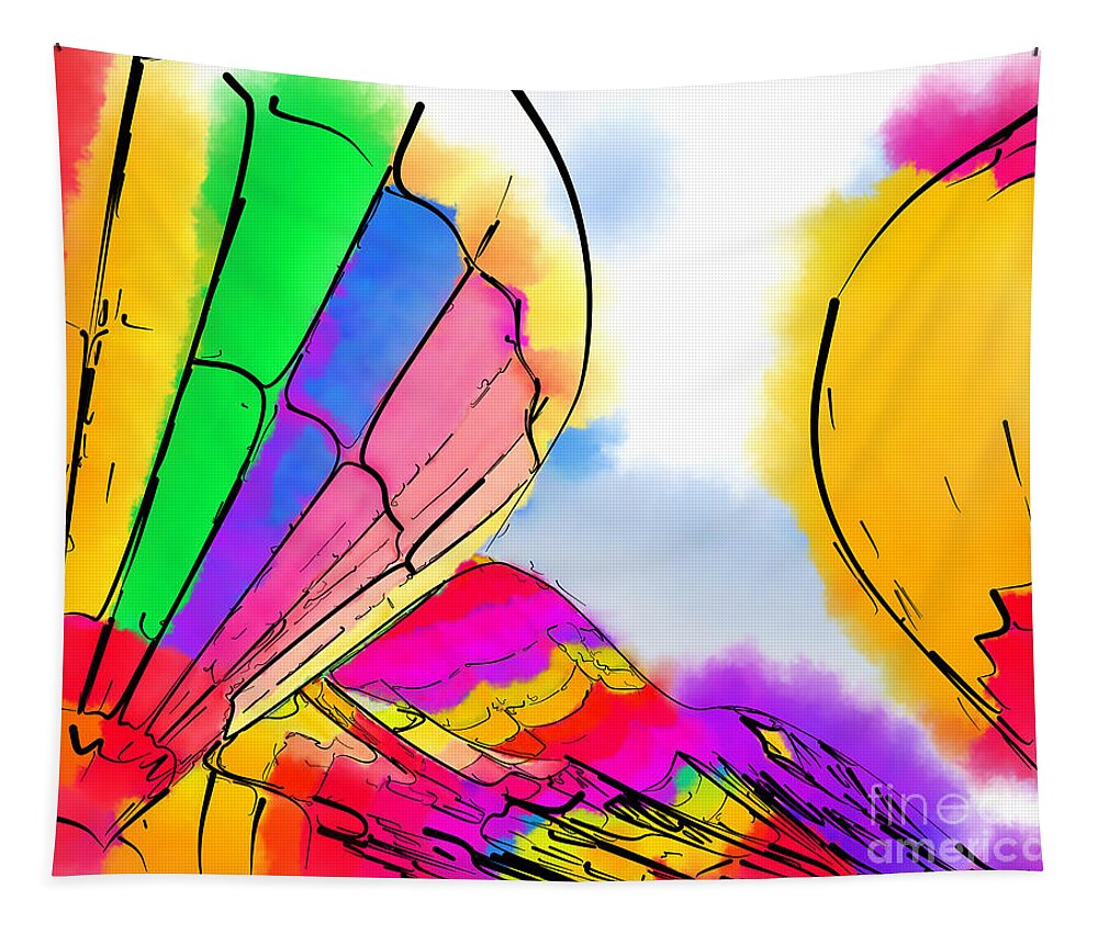 Hot-air Tapestry featuring the digital art Three Balloons by Kirt Tisdale