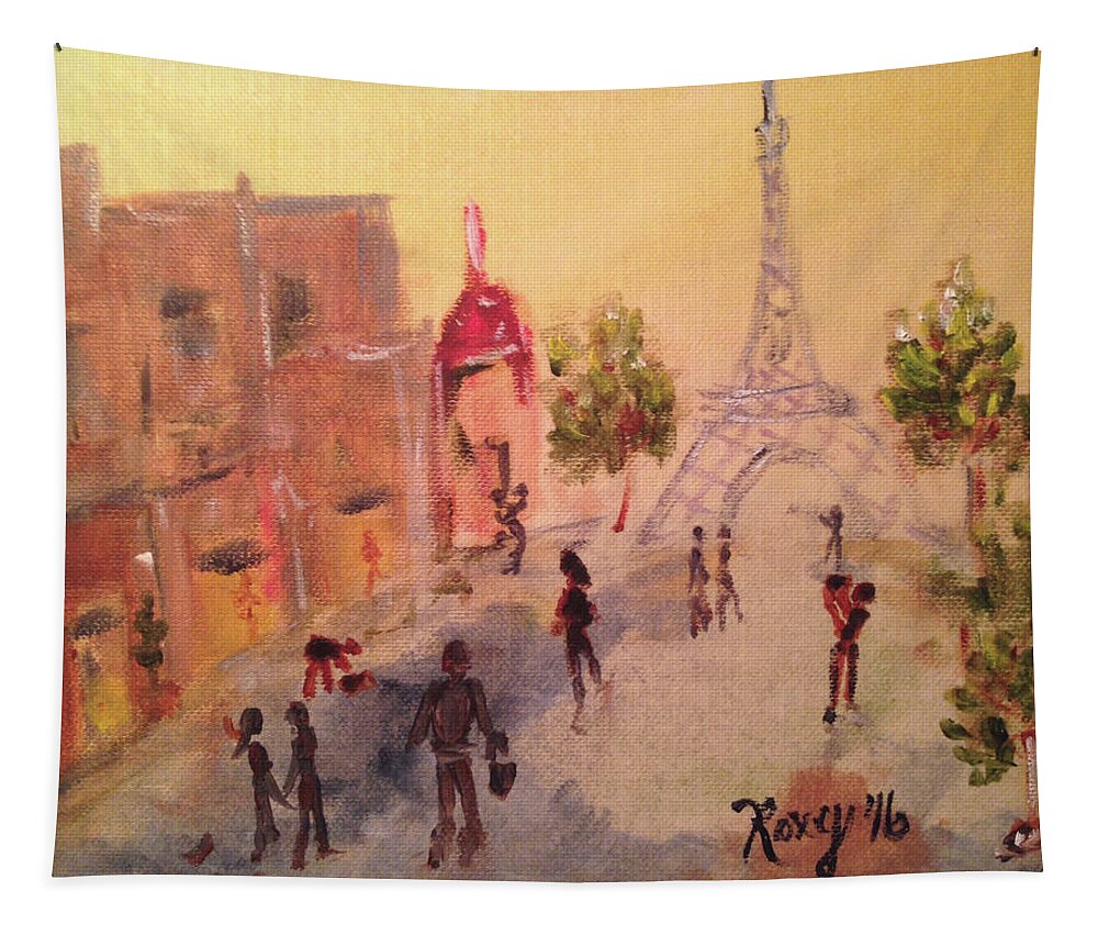 Paris Tapestry featuring the painting Tourists #1 by Roxy Rich