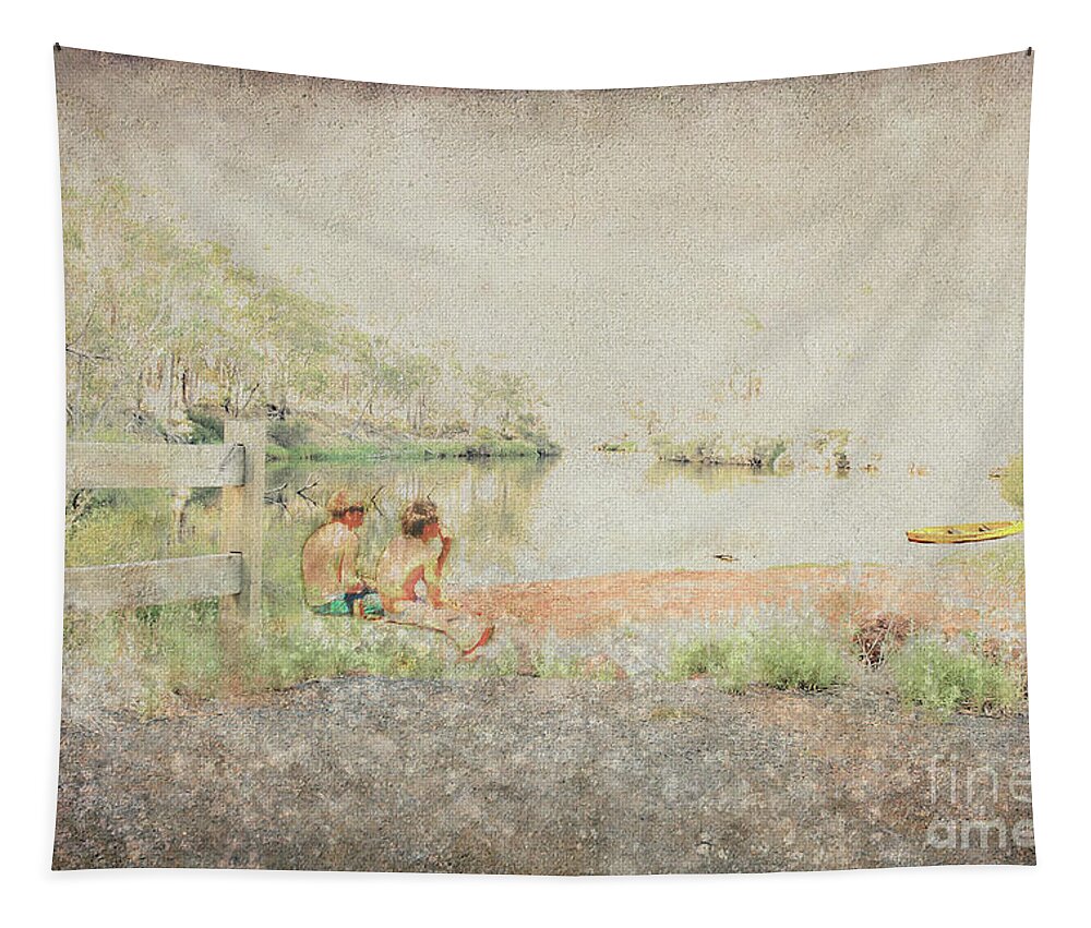 River Tapestry featuring the photograph Two Boys by Elaine Teague