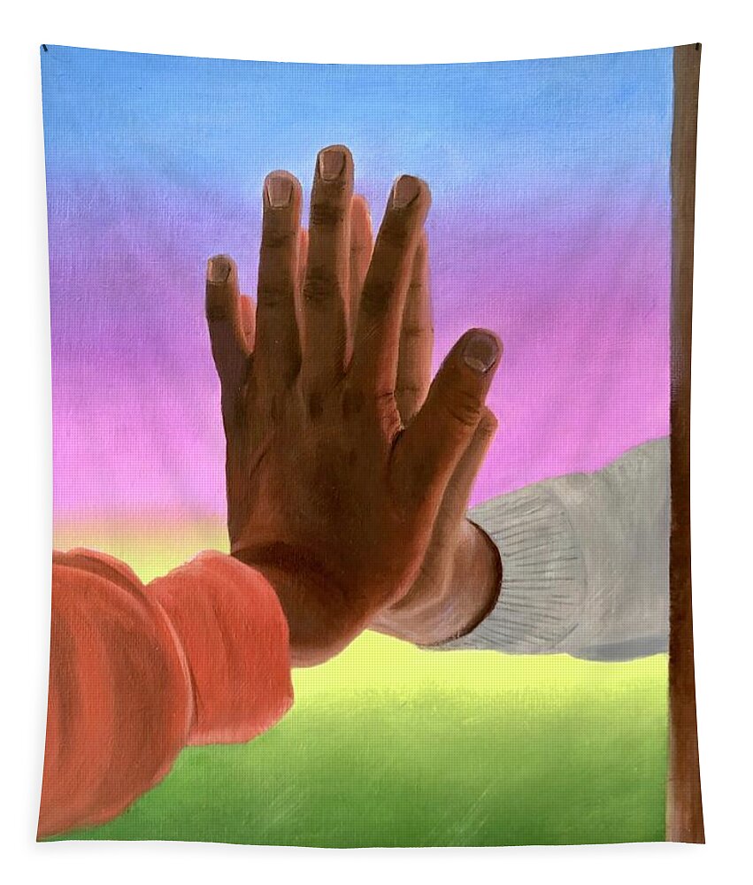 Hands Tapestry featuring the painting Unnamed #1 by Marlene Little