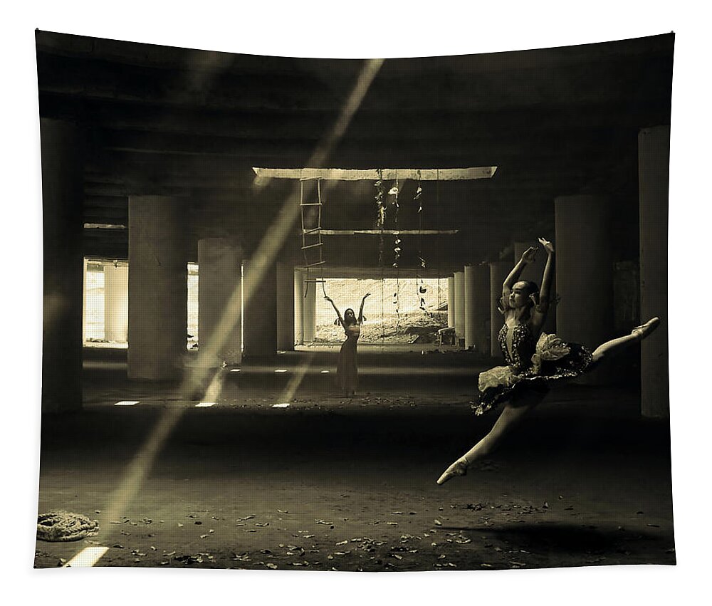Dancer Tapestry featuring the photograph Urban Ballet broken dream art by Pradeep Raja PRINTS