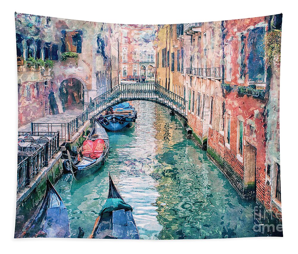 Venice Tapestry featuring the digital art Venice Canal #1 by Phil Perkins