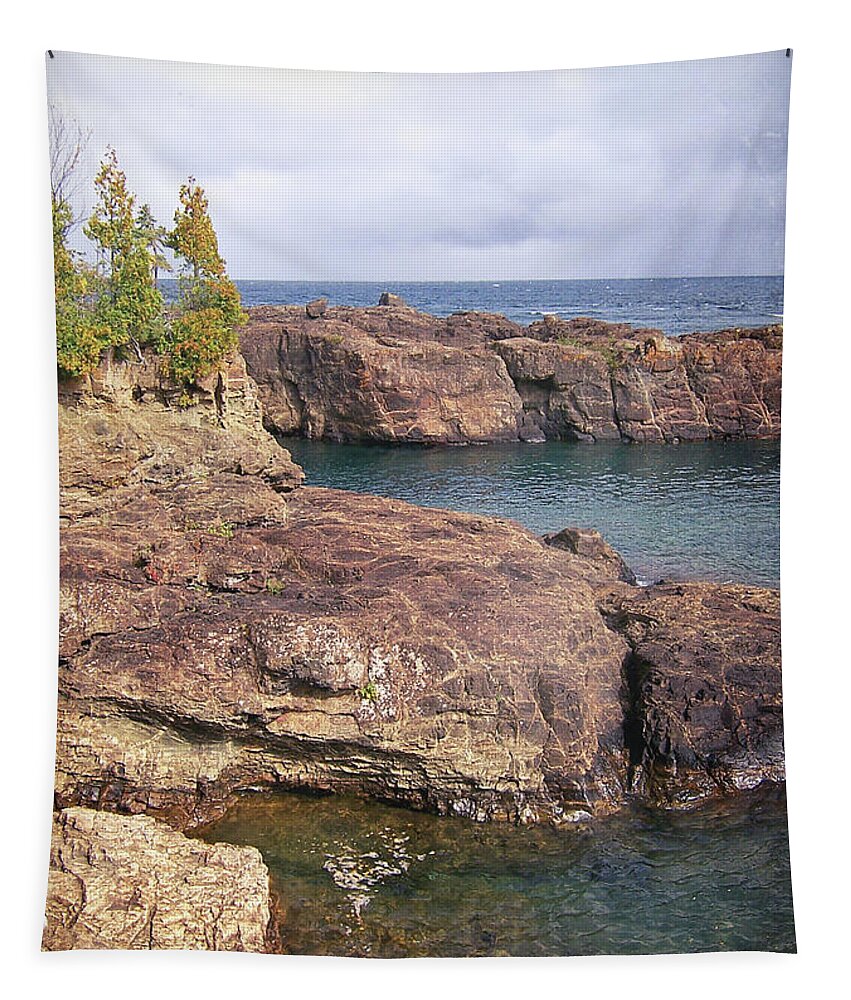 Grunge Tapestry featuring the photograph Vintage Lake Superior #1 by Phil Perkins