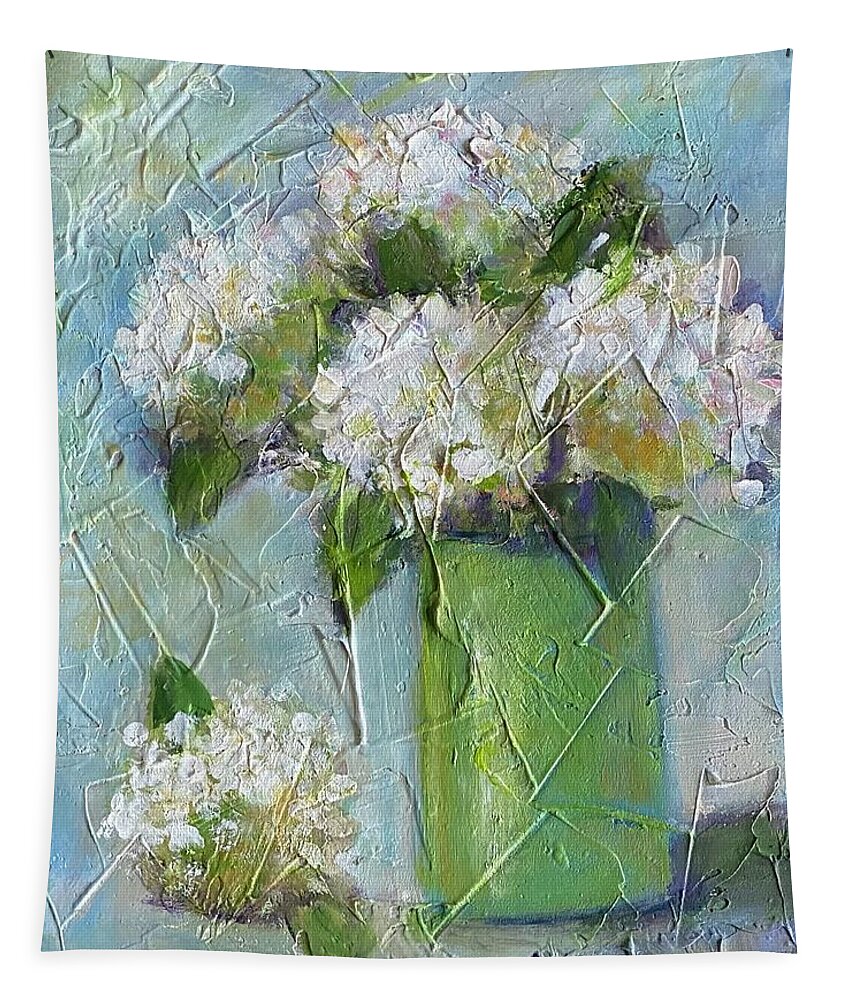 Flowers Tapestry featuring the painting White Hydrangeas #1 by Gloria Smith