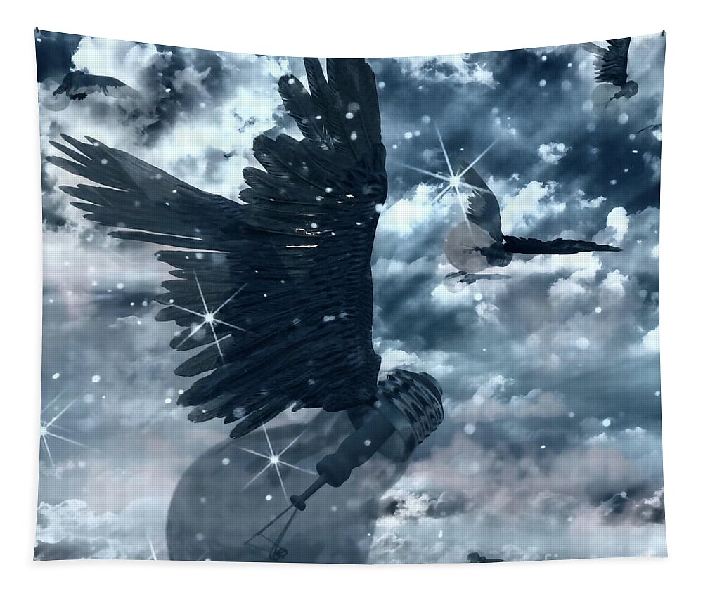 Flock Tapestry featuring the digital art Winged Ideas #1 by Bruce Rolff