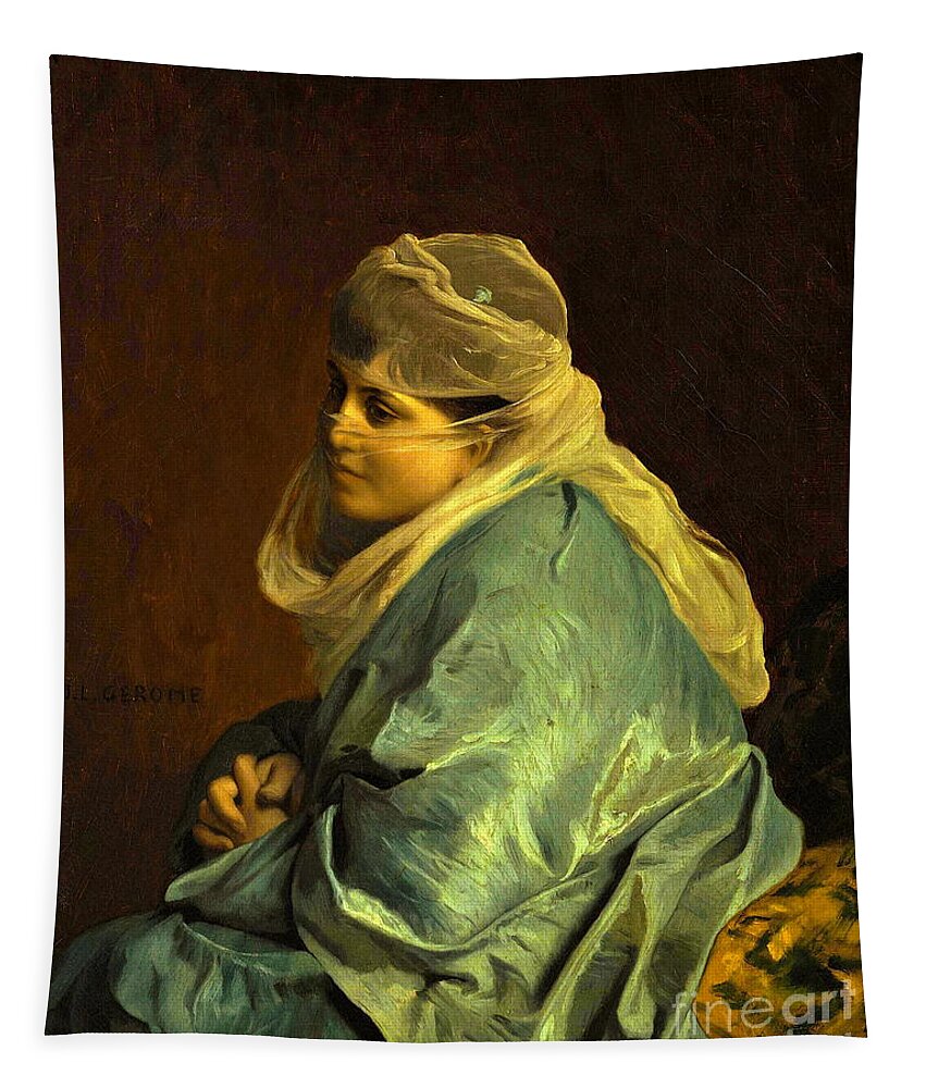 Woman Of Constantinople Tapestry featuring the painting Woman of Constantinople #1 by Jean-Leon Gerome
