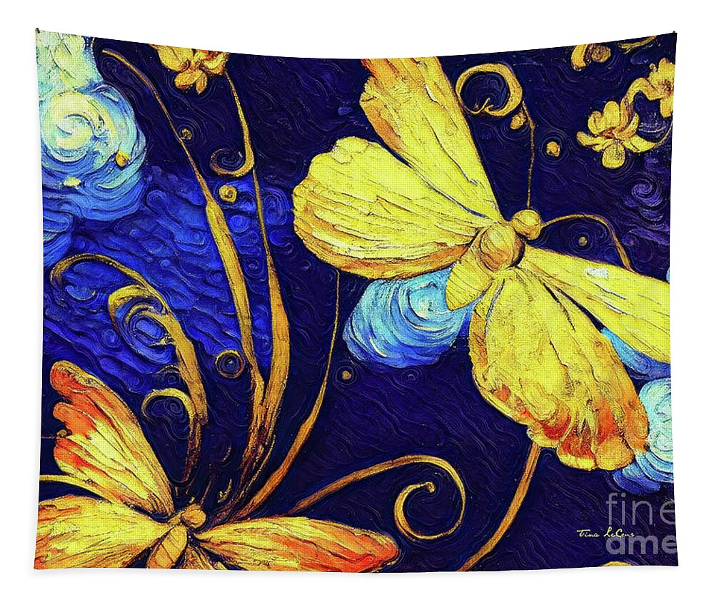 Yellow Butterfly Tapestry featuring the painting Yellow Butterfly Daydream by Tina LeCour