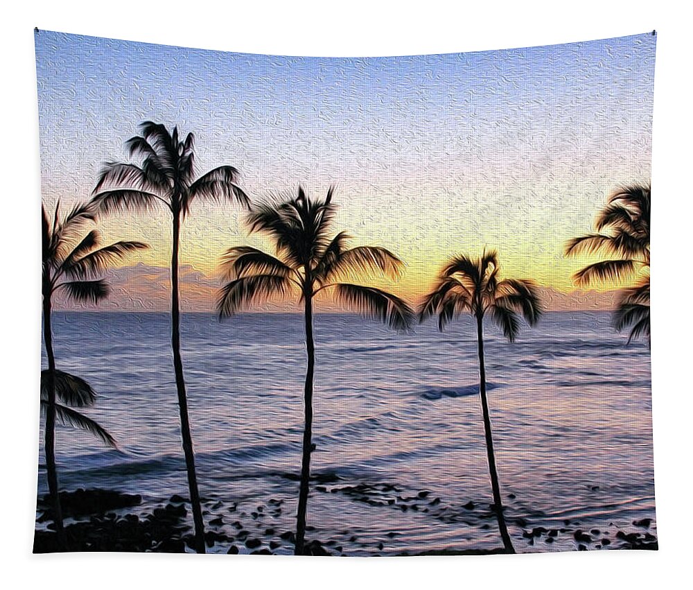 Hawaii Tapestry featuring the photograph Poipu Palms Painting by Robert Carter