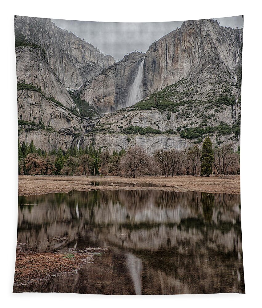 Yosemite National Park Tapestry featuring the photograph Yosemite Falls Reflection #1 by Bill Roberts