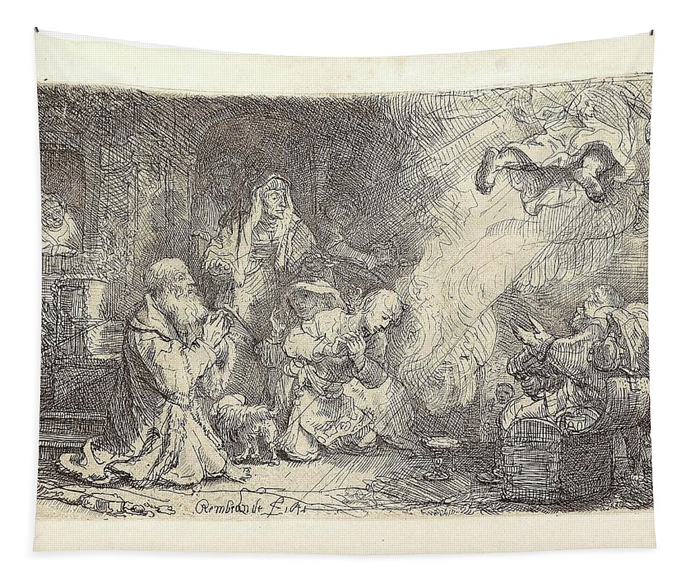 Vintage Tapestry featuring the painting Rembrandt Harmensz van Rijn #10 by MotionAge Designs