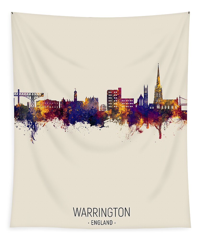 Warrington Tapestry featuring the digital art Warrington England Skyline by Michael Tompsett