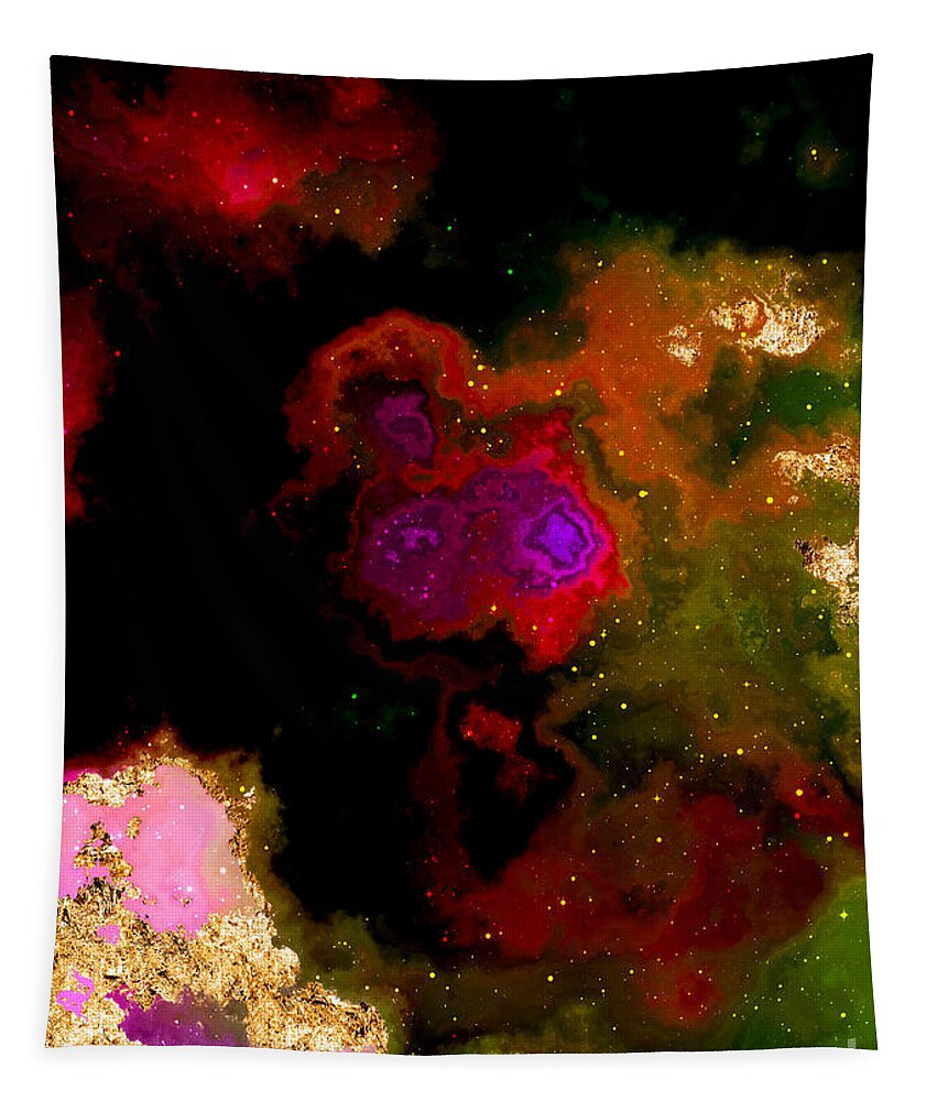 Holyrockarts Tapestry featuring the mixed media 100 Starry Nebulas in Space Abstract Digital Painting 030 by Holy Rock Design