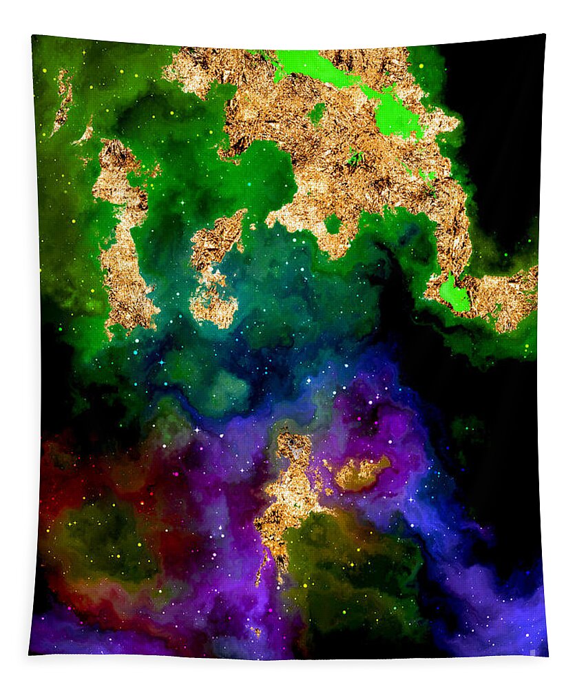 Holyrockarts Tapestry featuring the mixed media 100 Starry Nebulas in Space Abstract Digital Painting 037 by Holy Rock Design