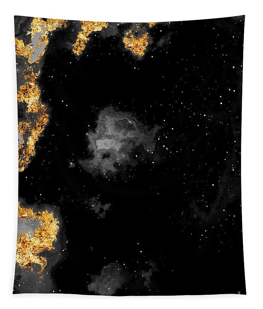 Holyrockarts Tapestry featuring the mixed media 100 Starry Nebulas in Space Black and White Abstract Digital Painting 117 by Holy Rock Design