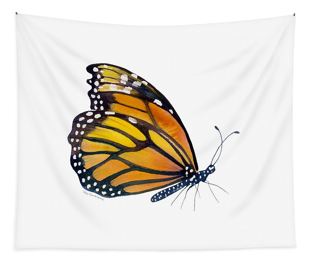 Monarch Butterfly Tapestry featuring the painting 103 Perched Monarch Butterfly by Amy Kirkpatrick
