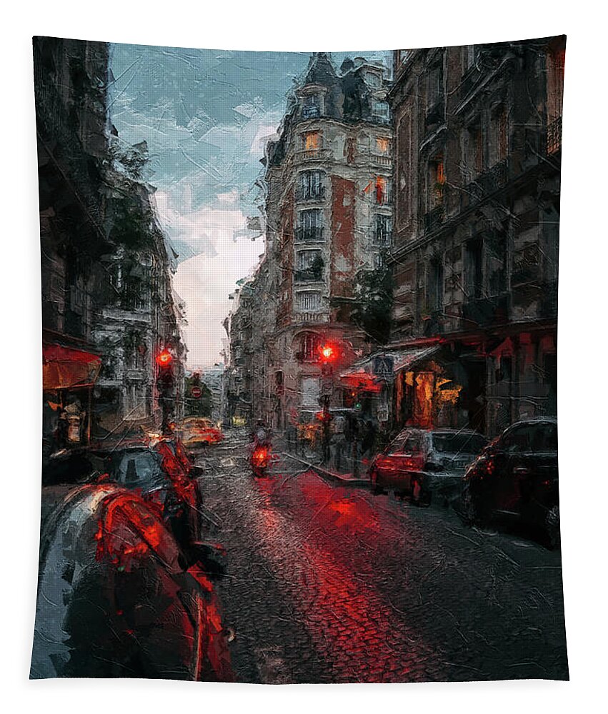 City Tapestry featuring the digital art Paris is Forever #111 by TintoDesigns