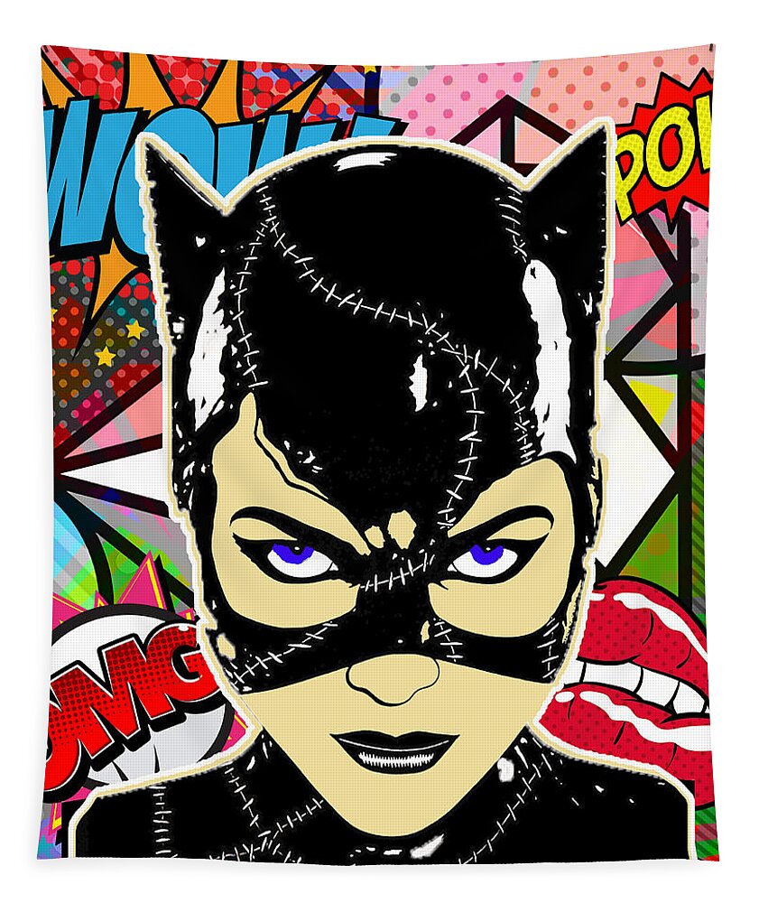 Catwoman Tapestry featuring the mixed media Catwoman #14 by Marvin Blaine
