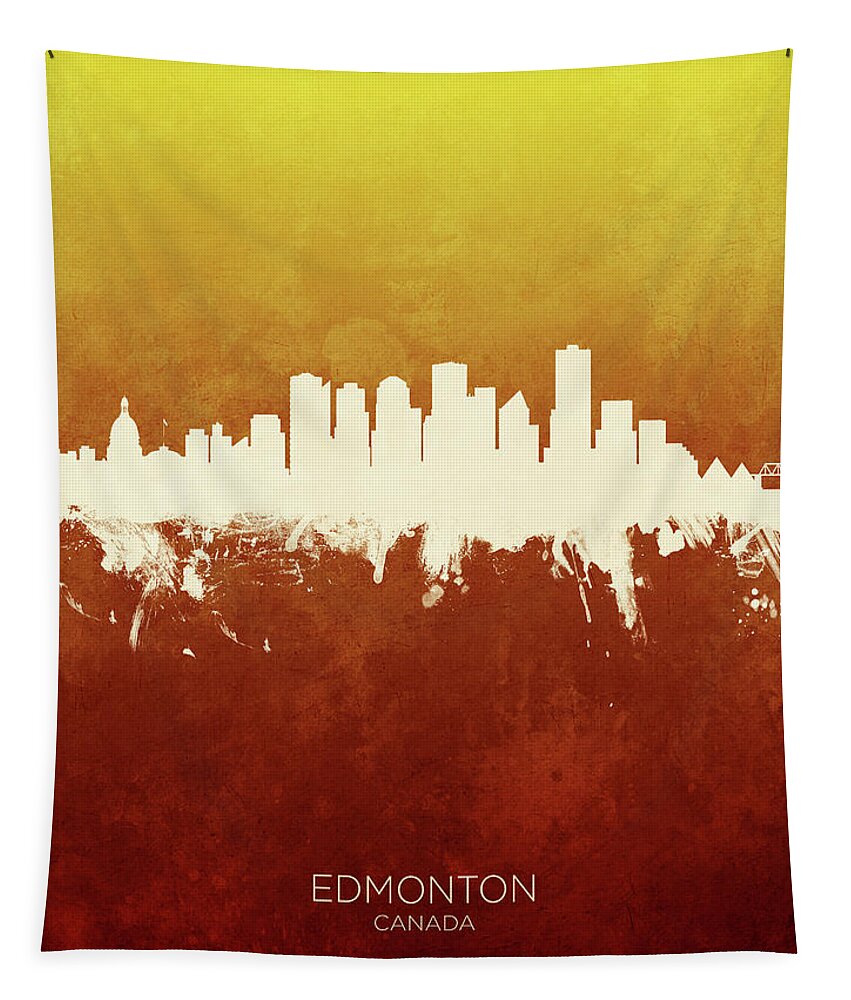 Edmonton Tapestry featuring the digital art Edmonton Canada Skyline #15 by Michael Tompsett