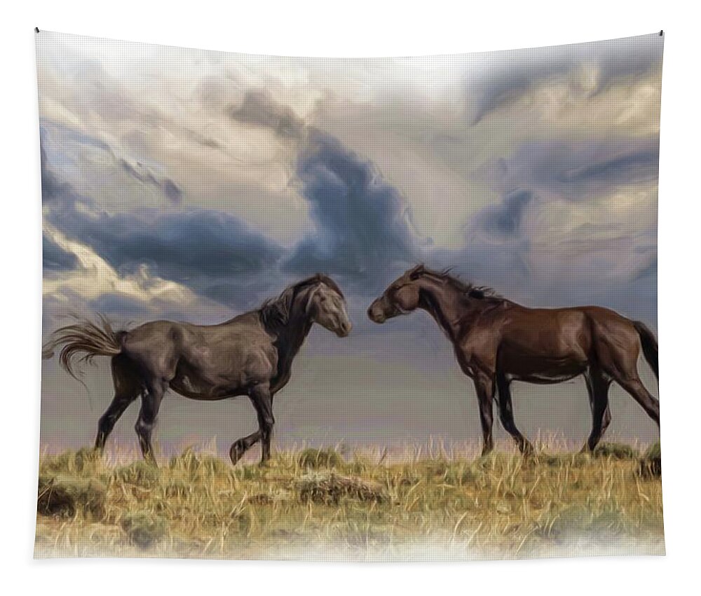 Horse Tapestry featuring the photograph Wild Horses #15 by Laura Terriere