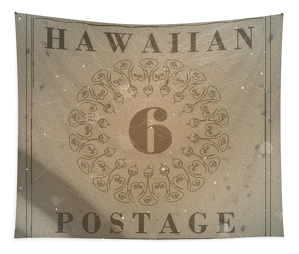 Hawaii Tapestry featuring the digital art 1866 Hawaii Banner Postage - 6 Cts. GrayEdition - Mail Art Post by Fred Larucci