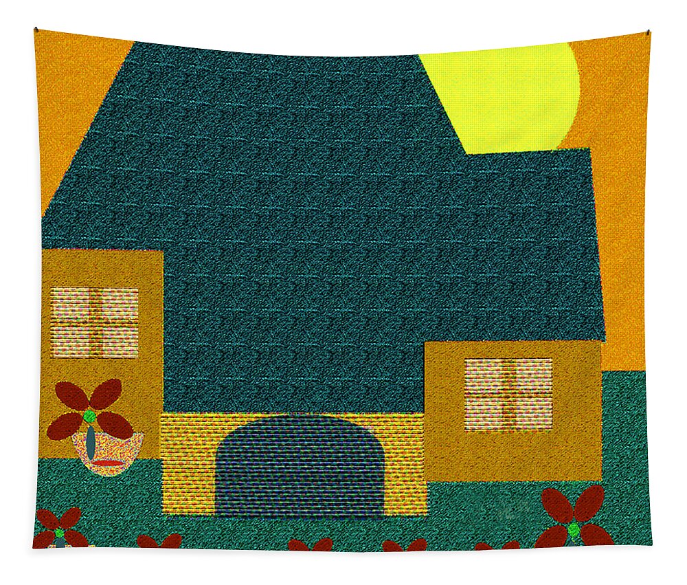  Tapestry featuring the digital art Little House Painting 18 by Miss Pet Sitter
