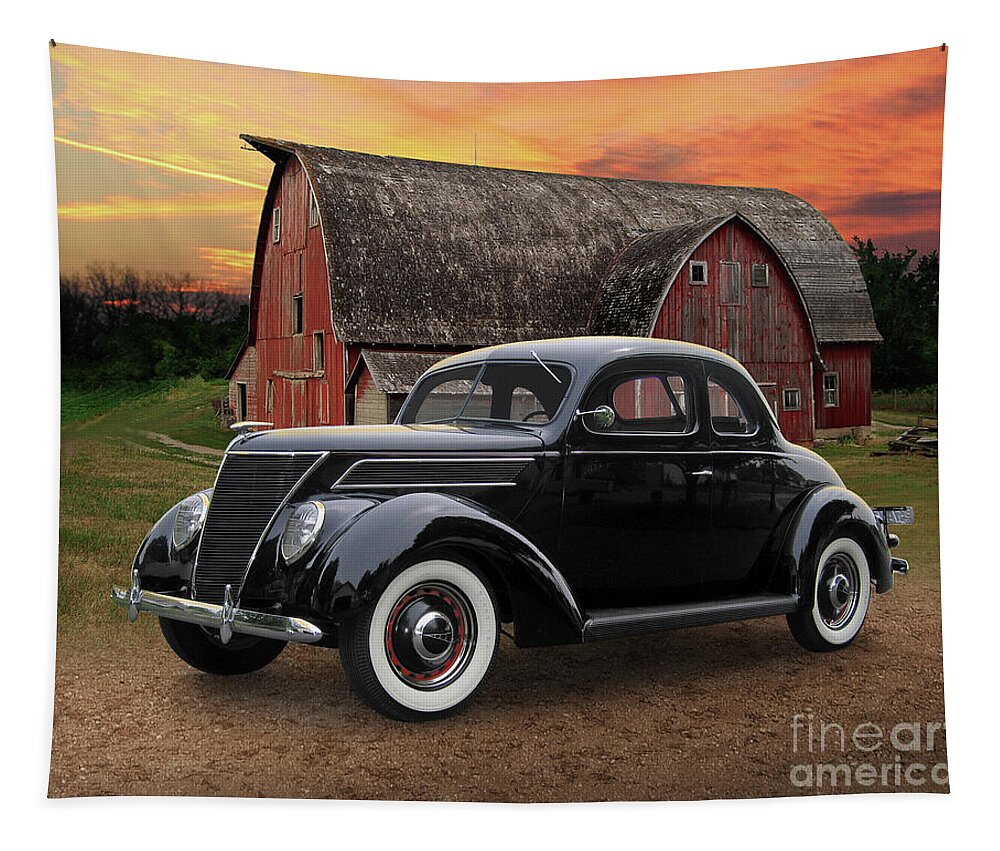 1937 Tapestry featuring the photograph 1937 Ford Coupe, Carver County Barn by Ron Long