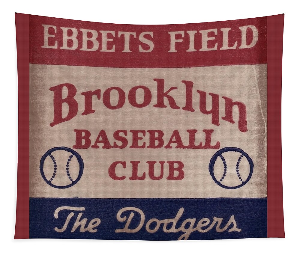 Brooklyn Tapestry featuring the mixed media 1939 Ebbets Field Brooklyn Dodgers Art by Row One Brand