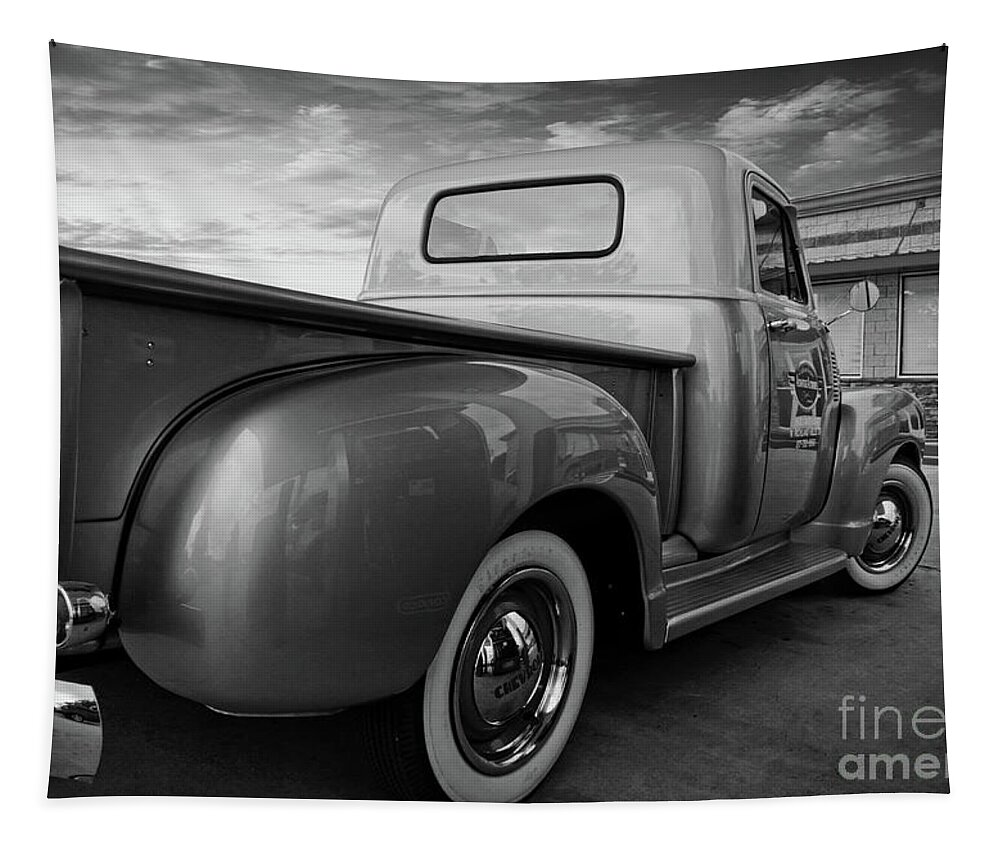 Rare Trucks Tapestry featuring the photograph 1954 Chevrolet 3100 Half-Ton Pickup #7953BW by Earl Johnson