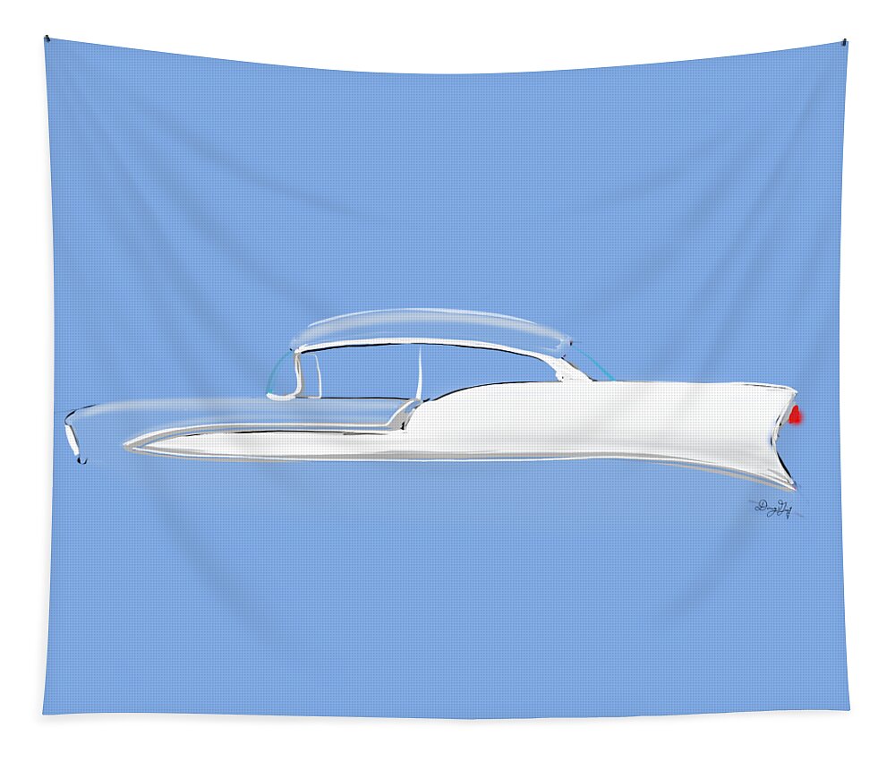 55 Tapestry featuring the digital art 1956 Chevy Bel Air by Doug Gist
