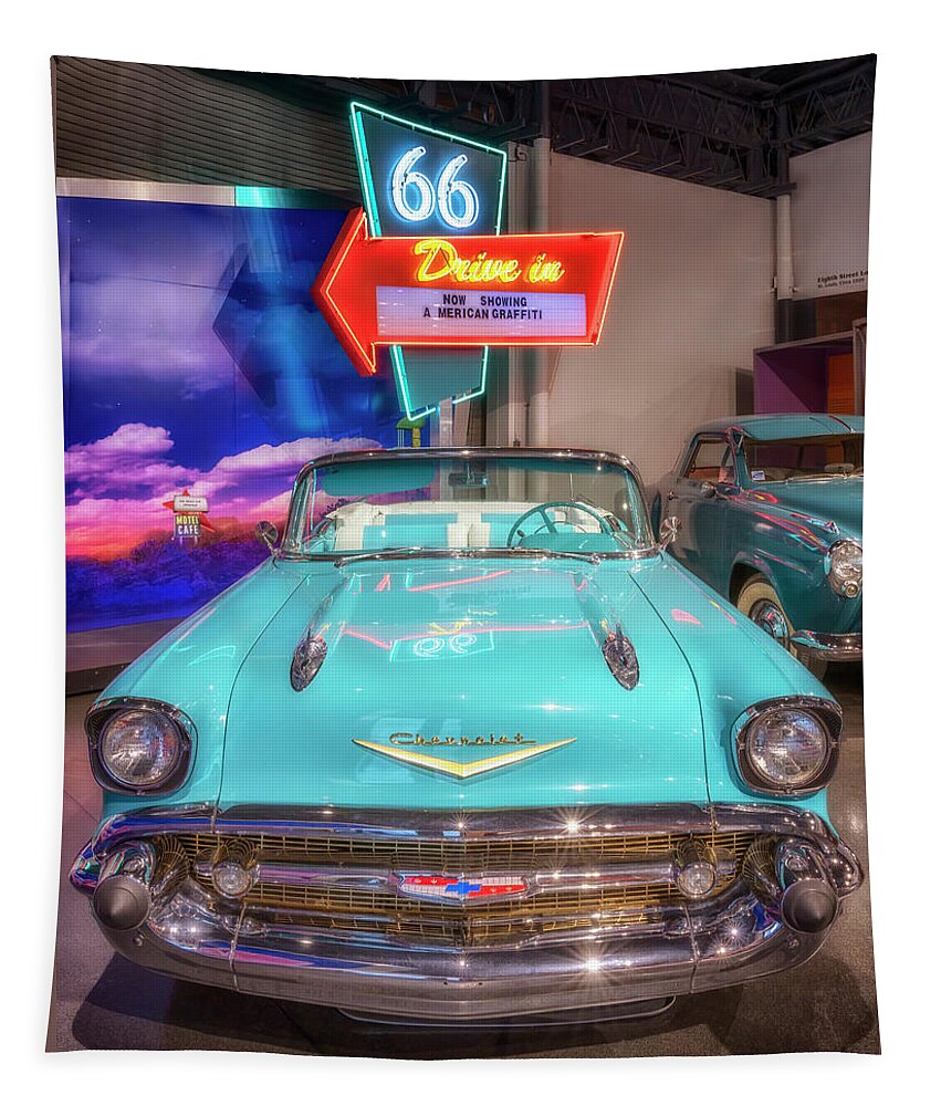 57 Chevy Tapestry featuring the photograph 1957 Chevrolet Bel Air Convertible by Susan Rissi Tregoning