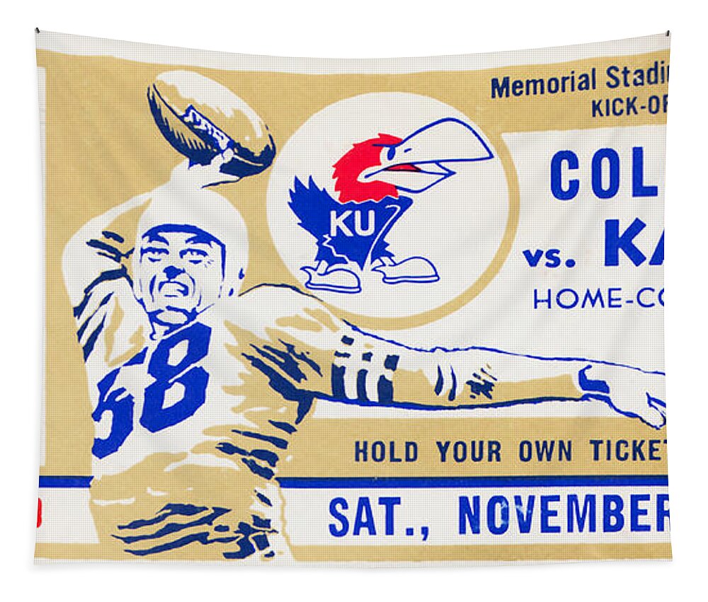 Kansas Jayhawks Tapestry featuring the mixed media 1968 Kansas vs. Colorado by Row One Brand
