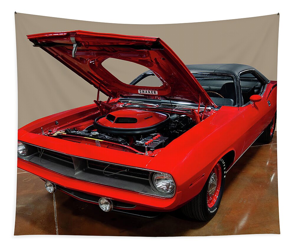 1970 Plymouth Hemi Cuda Tapestry featuring the photograph 1970 Plymouth Hemi Cuda 003 by Flees Photos