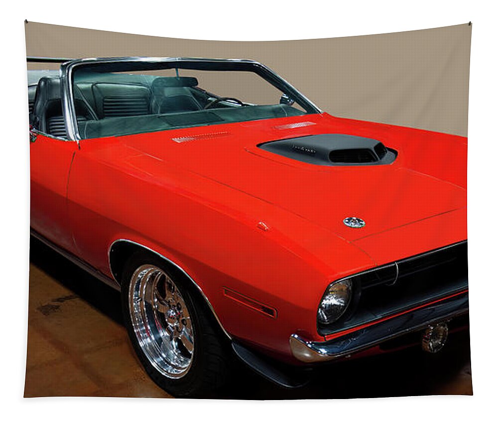 1970 Plymouth Hemi Cuda Convertible Tapestry featuring the photograph 1970 Plymouth Hemi Cuda Convertible by Flees Photos