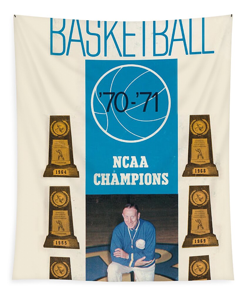 Ucla Basketball Tapestry featuring the mixed media 1970 UCLA Basketball Art by Row One Brand