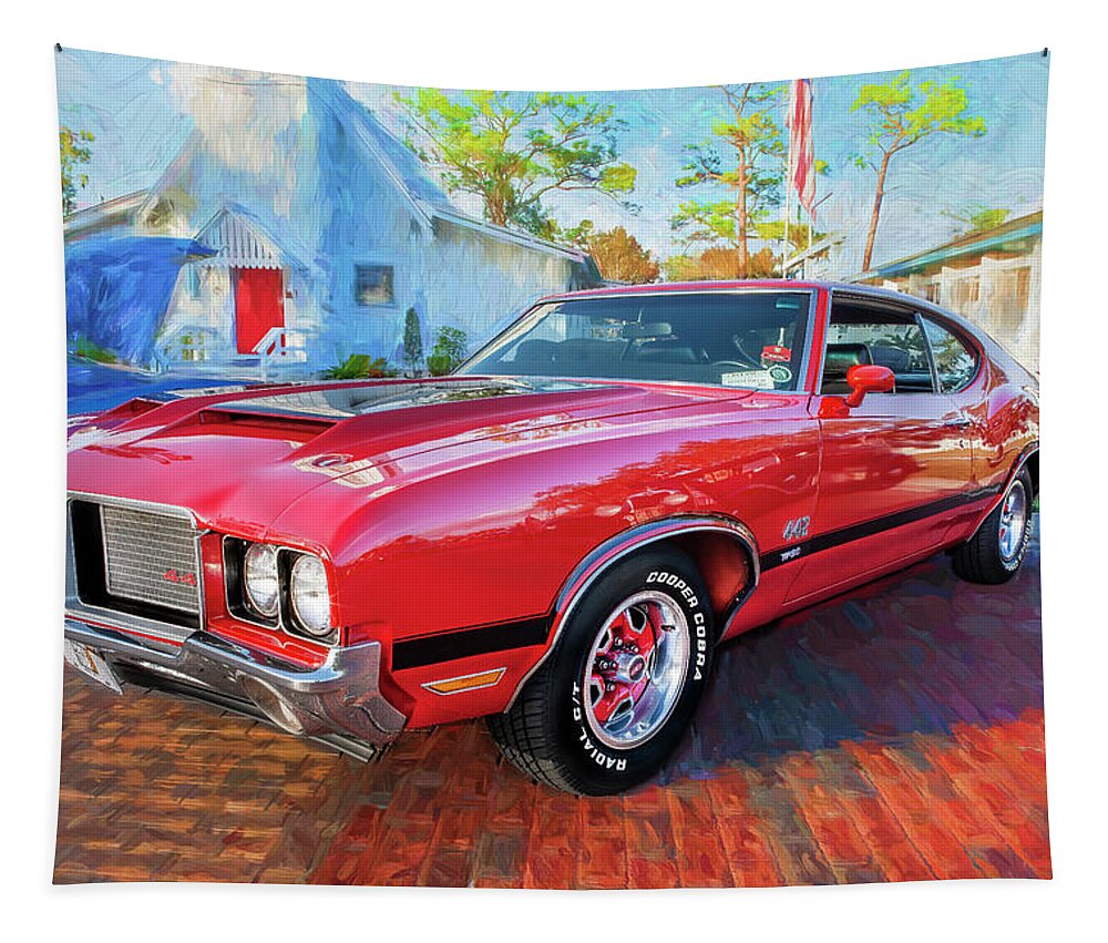 1971 Oldsmobile 442 W30 Tapestry featuring the photograph 1971 Oldsmobile 442 W30 X110 by Rich Franco