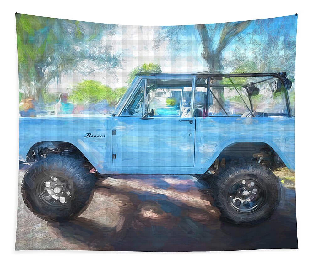 1972 Wind Blue Ford Bronco Tapestry featuring the photograph 1972 Wind Blue Ford Bronco X106 by Rich Franco