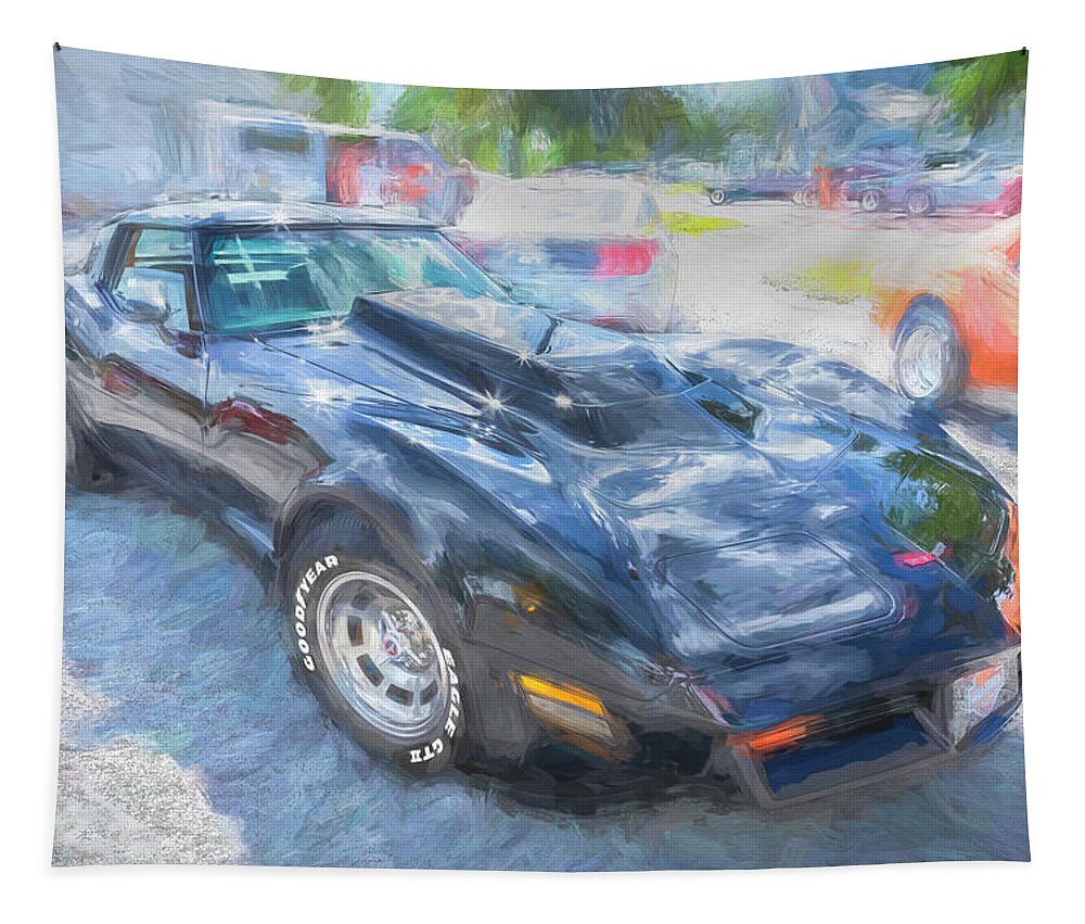 1981 Black Chevrolet Corvette C3 Tapestry featuring the photograph 1981 Black C3 Chevrolet Corvette X119 by Rich Franco