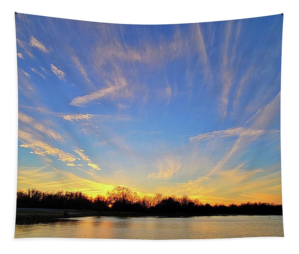 Sunset Tapestry featuring the photograph 2/20/22 Sunset by Ally White