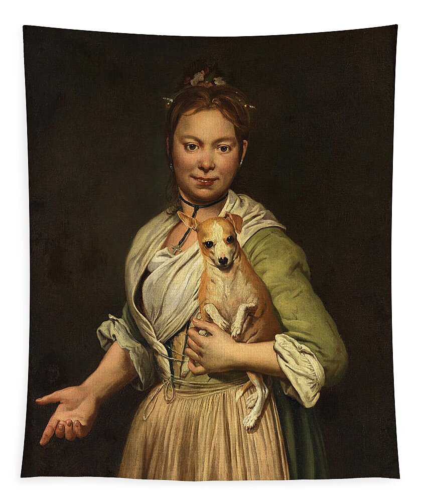 Giacomo Ceruti Tapestry featuring the painting A Woman with a Dog #3 by Giacomo Ceruti