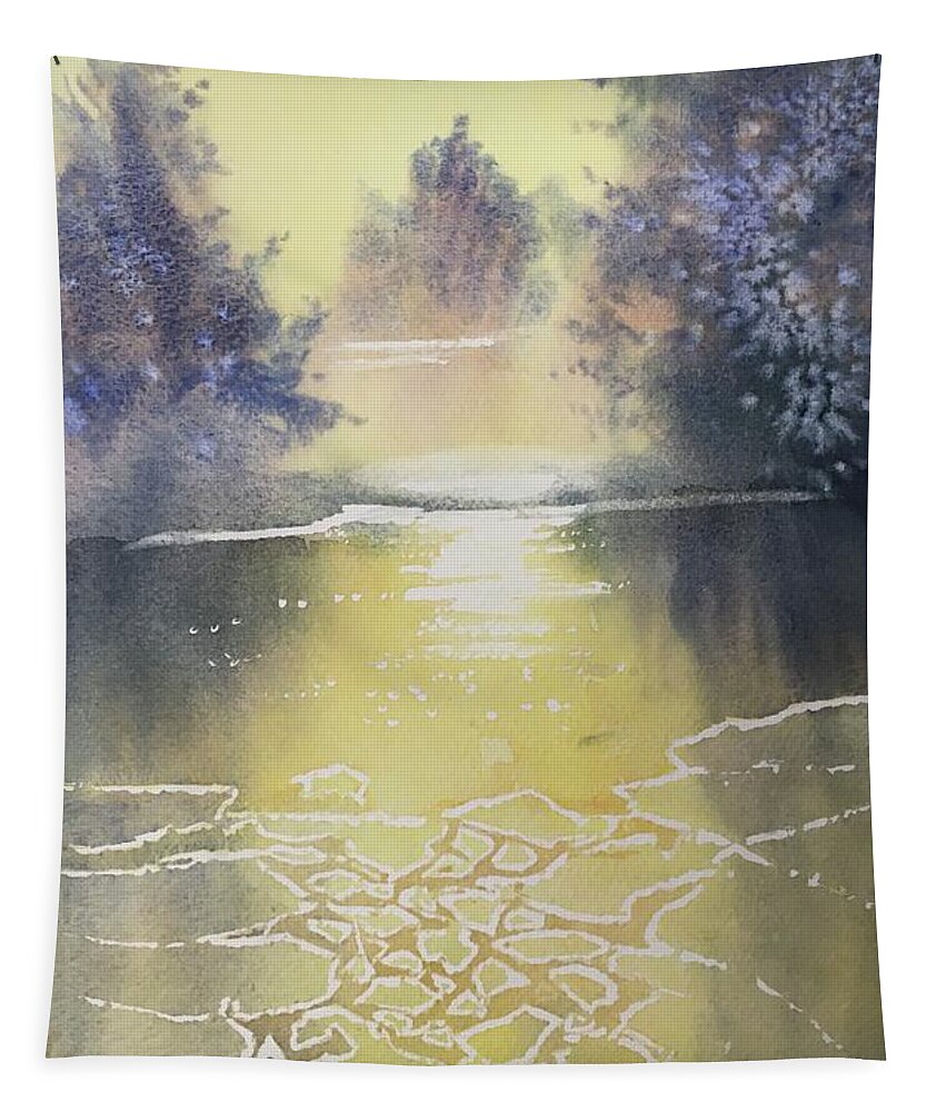 Watercolour Tapestry featuring the painting Breaking Ice #2 by Glenn Marshall